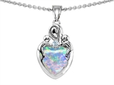 Original Star K™ Loving Mother With Children Pendant With Heart Shape 8mm Simulated Opal