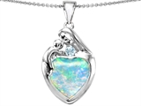 Original Star K™ Large Loving Mother With Child Family Pendant With Heart Shape 12mm Created Opal