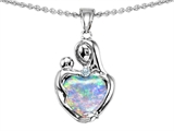 Original Star K™ Loving Mother With Child Hugging Pendant With Created Heart Shape 8mm Opal