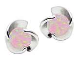 Original Star K™ Round 7mm Created Pink Opal Flower Earring Studs