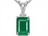 Tommaso Design™ Genuine Emerald and Diamond Pendant