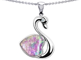 Original Star K™ 1inch Love Swan Pendant With Heart Shape 8mm Created Pink Opal