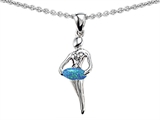 Original Star K™ Ballerina Dancer Pendant with Round 7mm Created Blue Opal