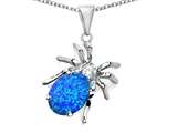 Original Star K™ Spider Pendant With 9x7mm Oval Created Blue Opal