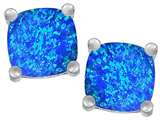 Original Star K™ Cushion Cut 7mm Created Blue Opal Earrings Studs