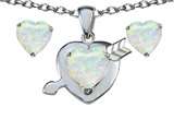 Original Star K™ Created Heart Shape 7mm Opal Heart with Arrow Pendant Box Set with Free matching earrings