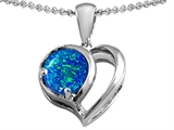 Original Star K™ Heart Shape Pendant With Round 7mm Created Blue Opal