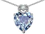 Tommaso Design™ Heart Rope Pendant with Simulated Aquamarine and Diamond