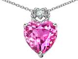 Tommaso Design™ Heart Rope Pendant with Created Pink Sapphire and Diamond