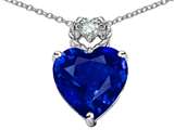 Tommaso Design™ Heart Rope Pendant with Created Sapphire and Diamond