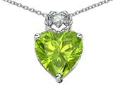 Tommaso Design™ Heart Rope Pendant with Genuine Peridot and Diamond