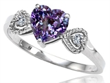 Tommaso Design™ Simulated Alexandrite and Diamond Heart Shape Engagement Promise Ring