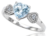 Tommaso Design™ Genuine Aquamarine and Diamond Heart Shape Engagement Promise Ring