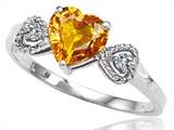 Tommaso Design™ Genuine Citrine and Diamond Heart Shape Engagement Promise Ring
