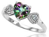 Tommaso Design™ Genuine Mystic Topaz and Diamond Heart Shape Engagement Promise Ring
