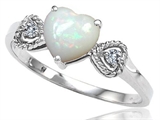 Tommaso Design™ Genuine Opal and Diamond Heart Shape Engagement Promise Ring