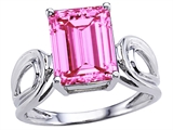Original Star K™ Large Emerald Cut 10x8mm Created Pink Sapphire Solitaire Ring