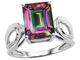 Original Star K™ Large Emerald Cut 10x8mm Rainbow Mystic Topaz Solitaire Ring