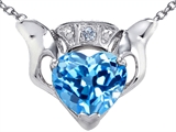 Celtic Love™ by Kelly Claddagh Love Pendant With Genuine Blue Topaz and Genuine Diamond