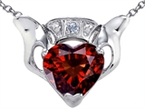 Celtic Love™ by Kelly Claddagh Love Pendant With Genuine Garnet and Genuine Diamond