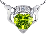Celtic Love™ by Kelly Claddagh Love Pendant With Genuine Peridot and Genuine Diamond