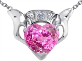 Celtic Love™ by Kelly Claddagh Love Pendant With 8mm Heart Created Pink Sapphire and Genuine Diamond
