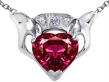 Celtic Love™ by Kelly Claddagh Love Pendant With 8mm Heart Lab Created Ruby and Genuine Diamond