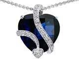Original Star K™ Large 15mm Heart Shaped Lab Created Dark Blue Sapphire Love Pendant