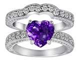 Original Star K™ 8mm Heart Shape Genuine Amethyst Wedding Set