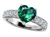 Original Star K™ 8mm Heart Shape Simulated Emerald Engagement Ring