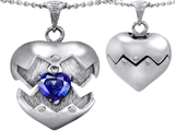 Original Star K™ Puffed Heart Pendant with September Birthstone Simulated Sapphire Surprise Inside