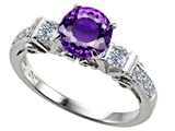 Original Star K™ Classic 3 Stone Engagement Ring With Round 7mm Genuine Amethyst