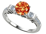 Original Star K™ Classic 3 Stone Engagement Ring With Round 7mm Simulated Mexican Fire Opal