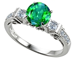 Original Star K™ Classic 3 Stone Engagement Ring With Round 7mm Simulated Emerald