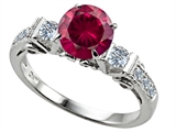 Original Star K™ Classic 3 Stone Engagement Ring With Round 7mm Created Ruby