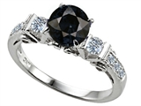 Original Star K™ Classic 3 Stone Engagement Ring With Round 7mm Genuine Black Sapphire