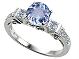 Original Star K™ Classic 3 Stone Engagement Ring With Round 7mm Simulated Aquamarine