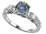 Original Star K™ Classic 3 Stone Engagement Ring With Round 7mm Rainbow Mystic Topaz