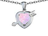 Original Star K™ Heart with Arrow Love Pendant with Heart Shape 8mm Created Pink Opal