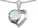 Original Star K™ Heart Shape Pendant With Round 7mm Created Opal
