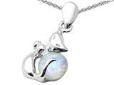 Original Star K™ Round Created Opal Cat Pendant