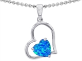 Original Star K™ 8mm Heart Shape Created Blue Opal Pendant
