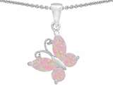 Original Star K™ Butterfly Pendant Made with Created Pink Opal