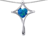 Original Star K™ Large Christian Cross Of Love Pendant With Created Blue Opal