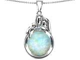 Original Star K™ Loving Mother And Father With Child Family Pendant With Round Created Opal