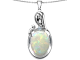 Original Star K™ Loving Mother With Child Family Pendant With Oval Created Opal