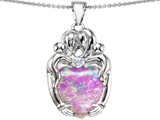 Original Star K™ Large Loving Mother Twins Family Pendant With 12mm Heart Shape Simulated Pink Opal
