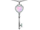 Original Star K™ Key To My Heart Love Pendant With 7mm Heart Shape Created Pink Opal