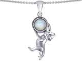 Original Star K™ Cat Lover Pendant with October Birthstone Created Opal