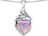 Original Star K™ Large Loving Mother With Child Family Pendant With Heart Shape Created Pink Opal
